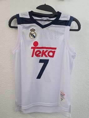 Real Madrid Kids White & Navy Jersey Tank Top - Teka #7